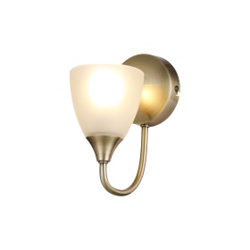 D0748  Cooper Wall Lamp 1 Light Antique Brass, Opal Glass